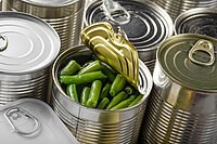 Food cans, one opened