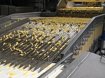 Sortieren, Schälen und Verarbeiten für Pommes-Frites Sortieren, Schälen und Verarbeiten für Pommes-Frites
